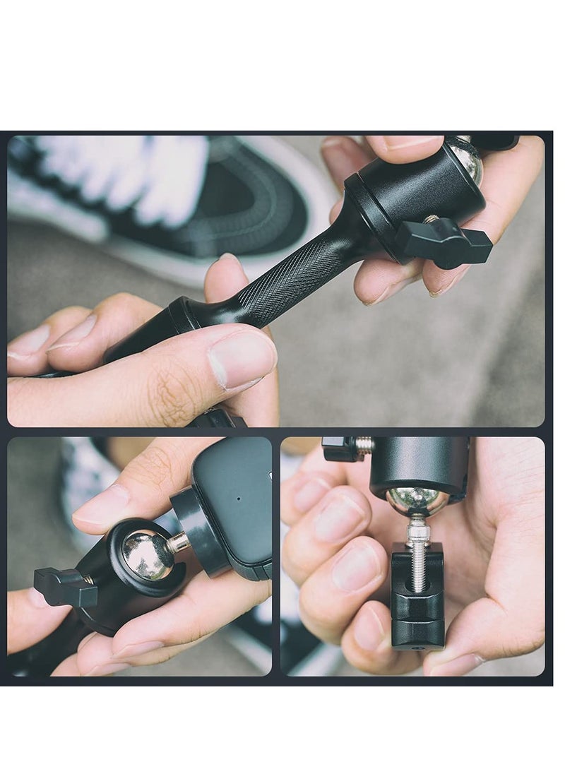 SYOSI - Double Ball Joint Rotating Motorcycle Bracket, suitable for Insta360 one X2 Accessories GoPro DJI Action Camera Fixed GoPro Hero 10 9 8 7 6 5/SJCAM/Campark/Crosstour/DJI Osmo Action 2 Camera,  Black - Image 1