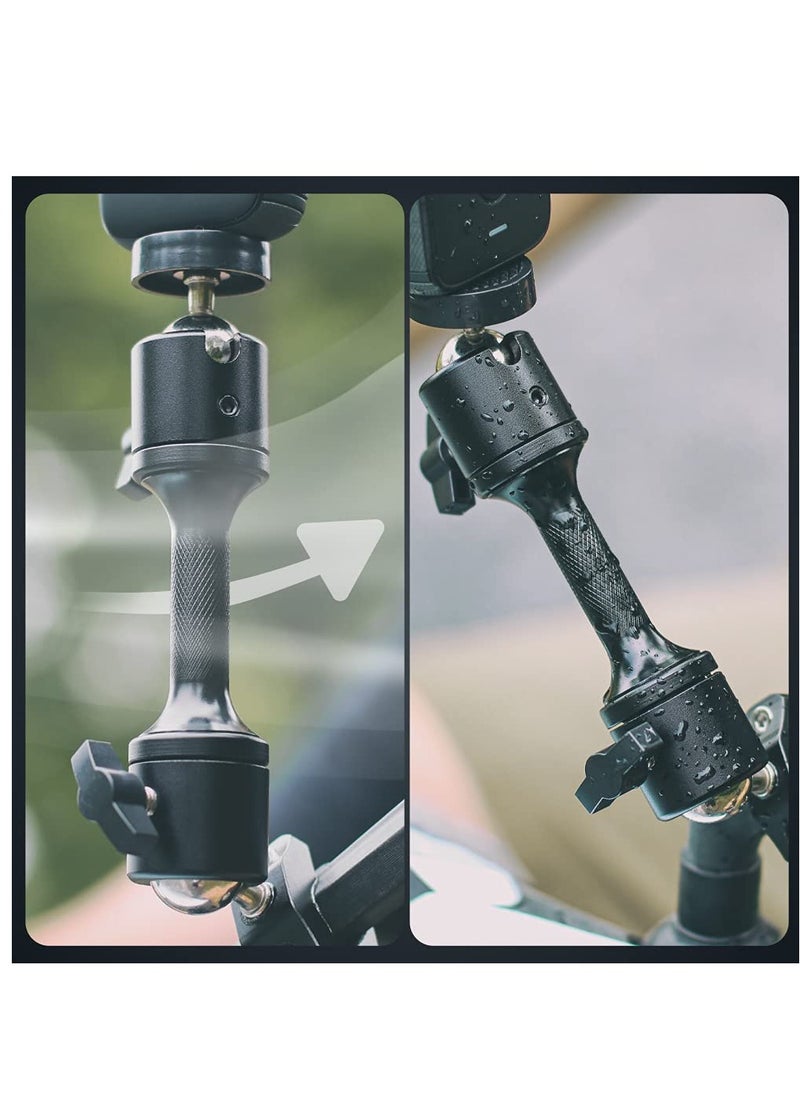 SYOSI - Double Ball Joint Rotating Motorcycle Bracket, suitable for Insta360 one X2 Accessories GoPro DJI Action Camera Fixed GoPro Hero 10 9 8 7 6 5/SJCAM/Campark/Crosstour/DJI Osmo Action 2 Camera,  Black - Image 1