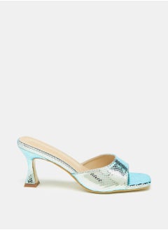 Flora Bella Metallic Textured Slip On Sandals with Stiletto Heel  - Image 3