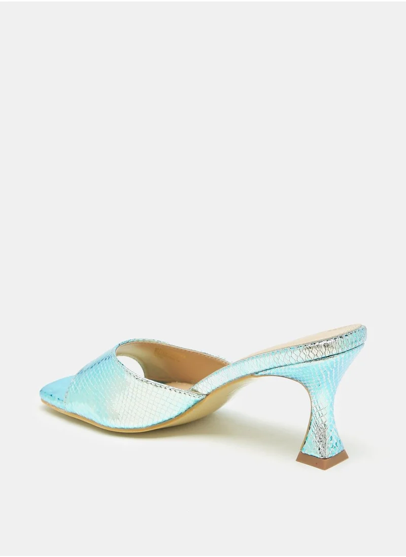 Flora Bella Metallic Textured Slip On Sandals with Stiletto Heel