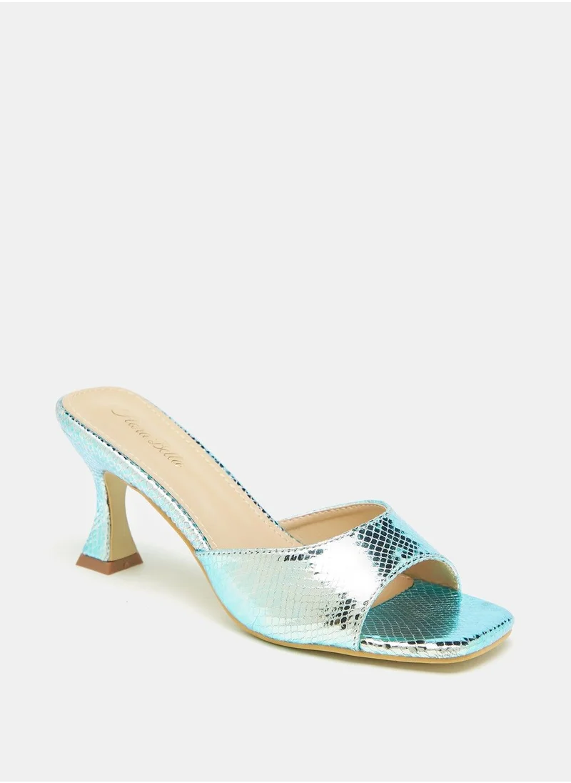Flora Bella Metallic Textured Slip On Sandals with Stiletto Heel