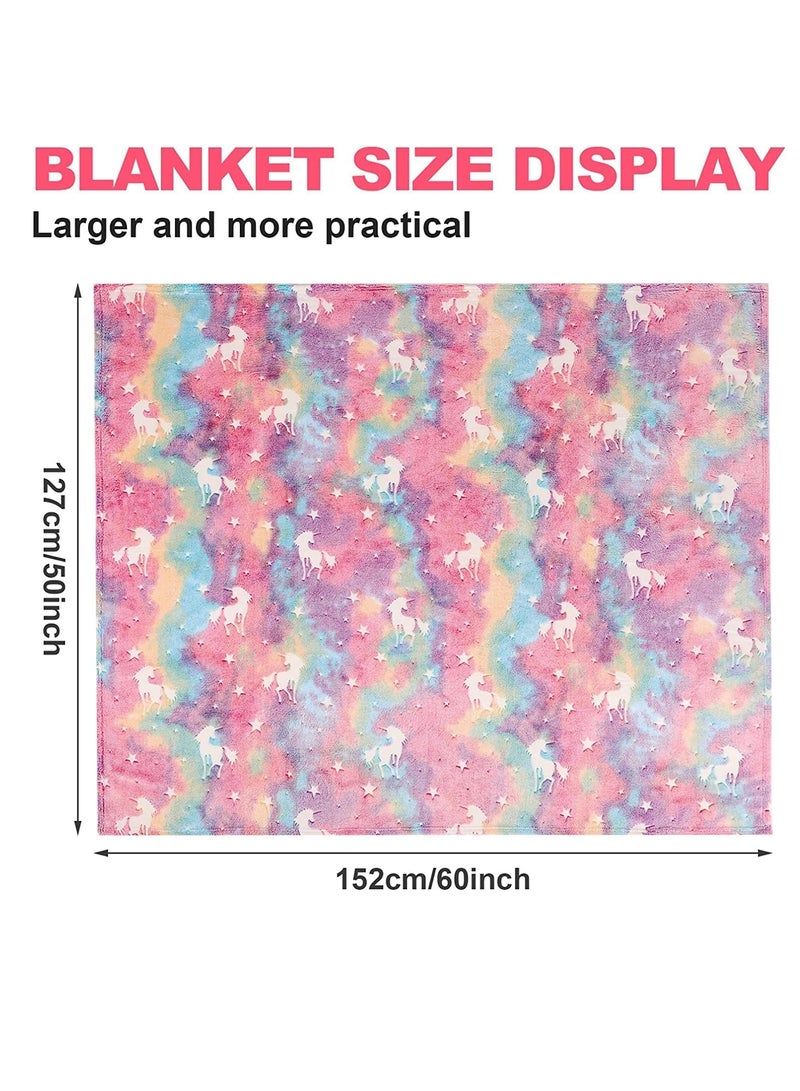 JOMILA Glow in The Dark Blanket - Unicorns Gifts Toys for Girls Age 2 3 4 5 6 7 8 9 10 11 12 Year Old Soft Cozy Flannel Kids Throw Blanket Birthday Bedroom Decor - Image 3