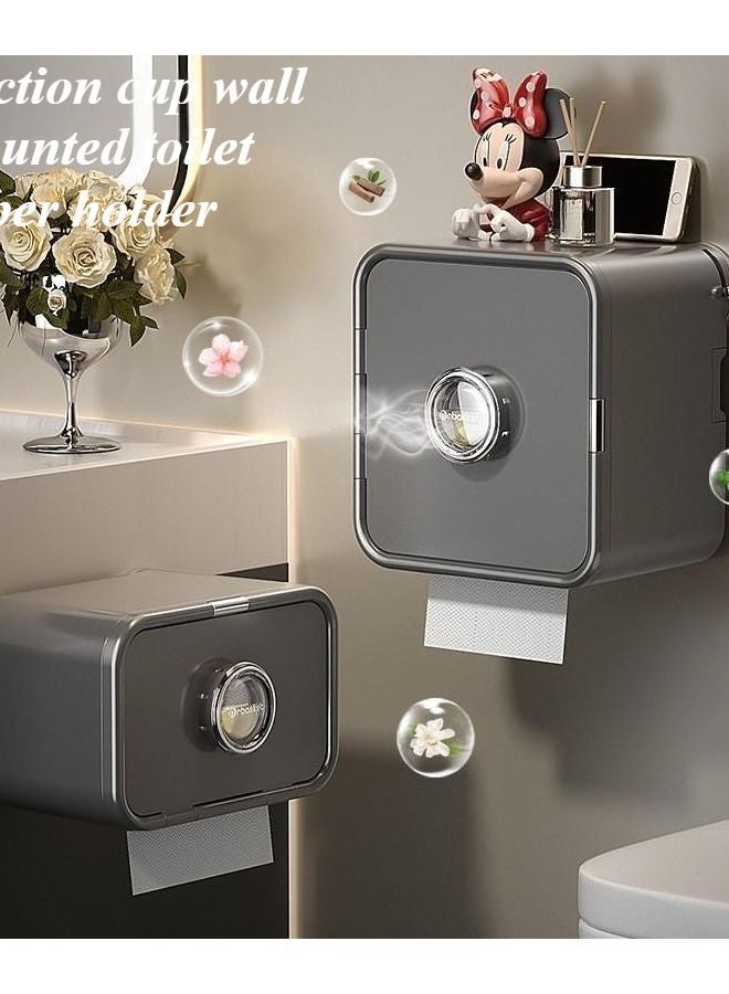 Milk White Wall Mounted Suction Cup Tissue Box Space Saving Bathroom Kitchen Storage - Image 2