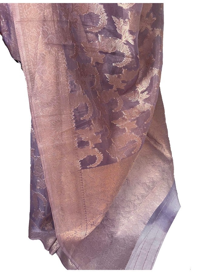 NK Textiles Women's Floral Woven Pastel Coloured Organza Silk Saree with Blouse (9 COLORS) - Image 2