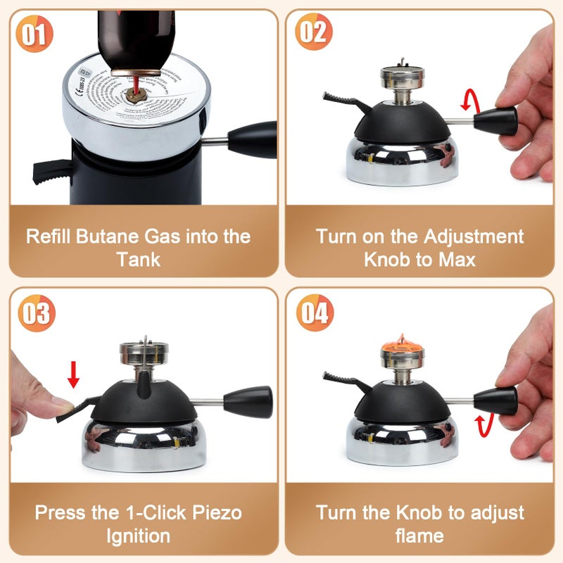BLUEFIRE Butane Mini Burner for Tabletop Coffee Siphon Syphon/w Furnace Stand and Assembly Rack Ceramic Windproof Torch Head Portable Cooking Stove Espresso Maker Chafing Soup Tureens Fondue Bunsen - Image 5