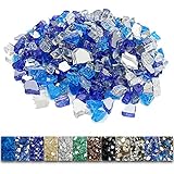 Grisun Fire Glass for Fire Pit, 1/2 Inch 9.5 Pounds High Luster Reflective Tempered Glass Rocks for Natural or Propane - Image 1