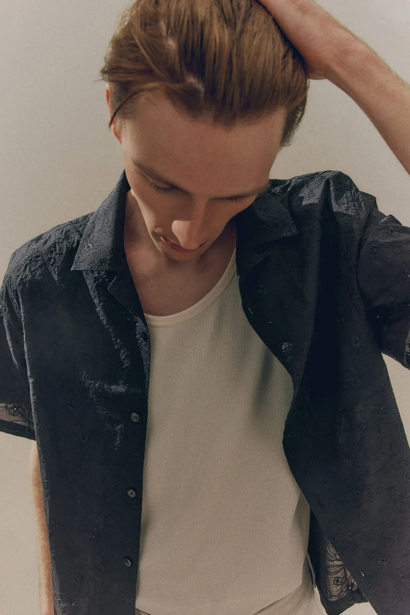 H&M Regular Fit Embroidered resort shirt