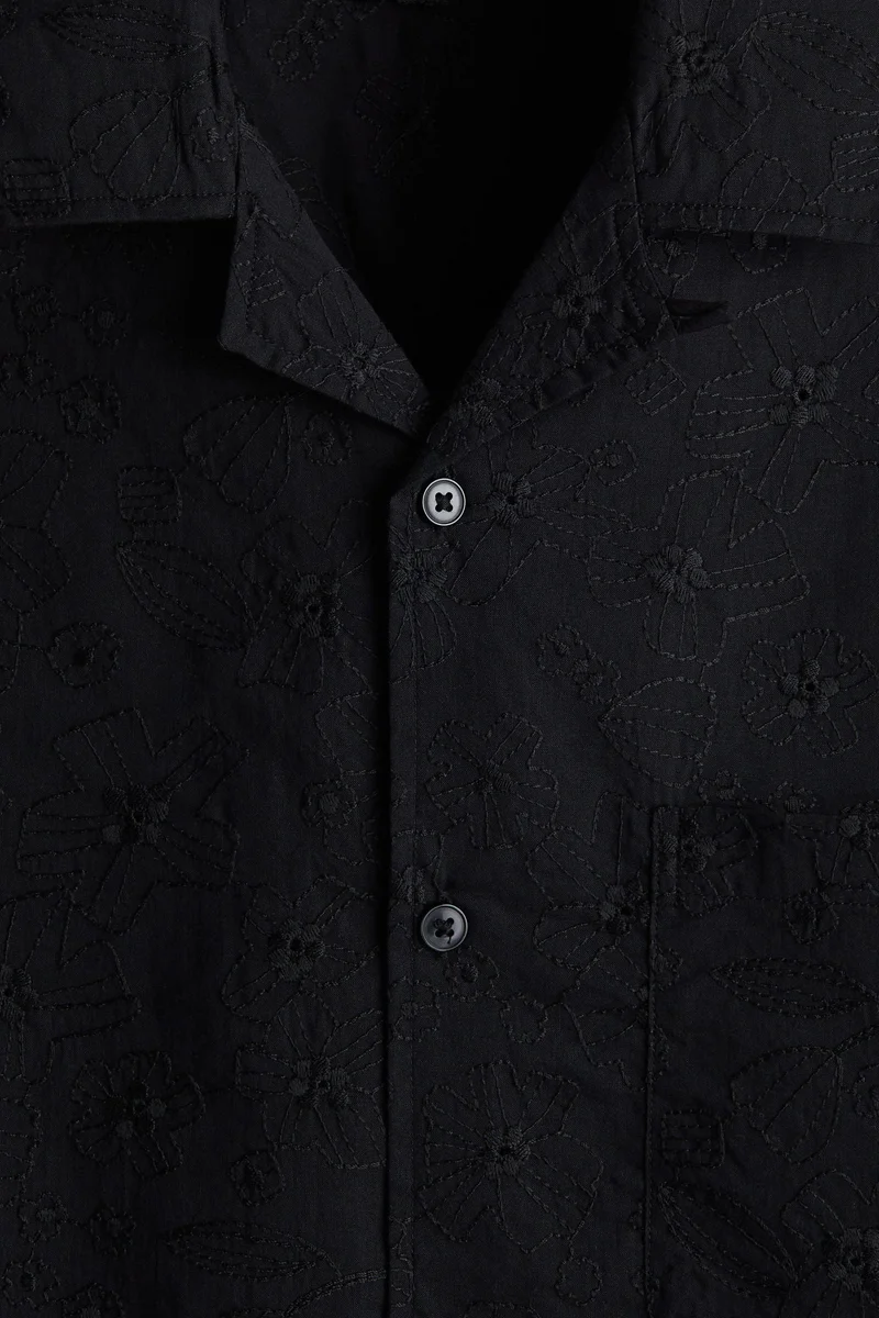 H&M  Regular Fit Embroidered resort shirt for Men | Best Price UAE