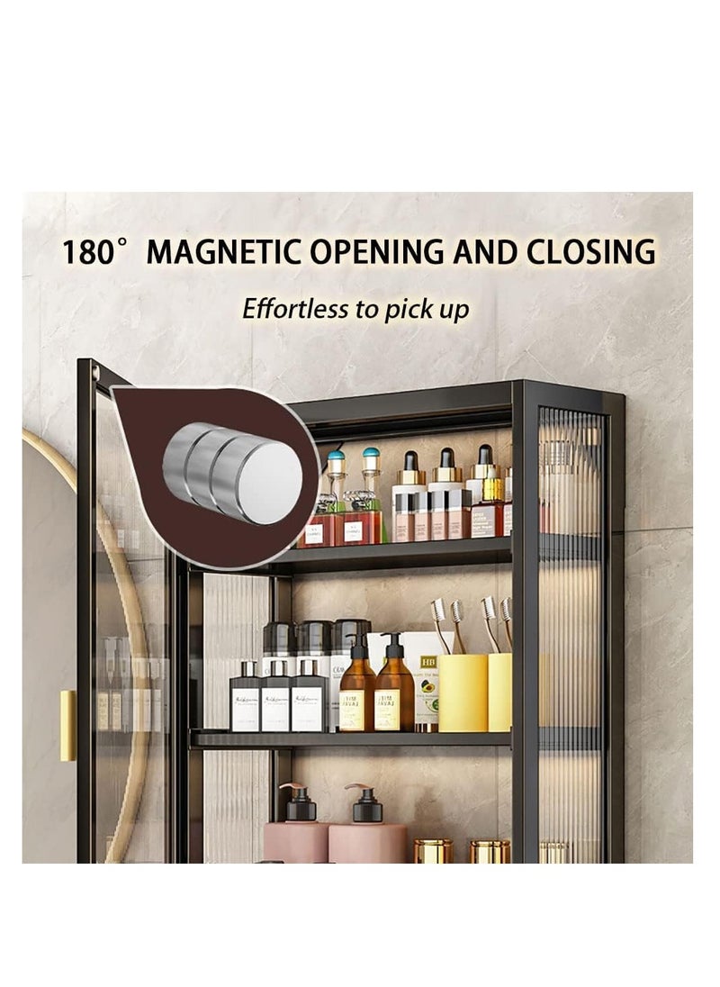CityRiya-Long Bathroom Wall Cabinet Wall Mounted Bathroom Cabinet Medicine Cabinet with 2 Magnetic Door, Cupboard Organizer Over The Toilet Space Saver Storage Cabinet for Bathroom Laundry Kitchen Living Room Black  - Image 4