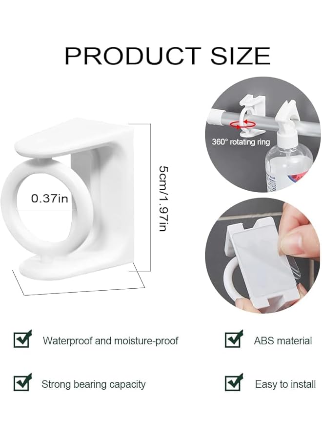 erorex 8 Pcs Self Adhesive Curtain Rod Bracket, 360° Swivel Ring Telescopic Rod Drillless Curtain Ring Bracket, Triangle Pole Ring Free Punch Curtain Rod Bracket for Kitchen, Bathroom, Hotel (White)  - Image 2