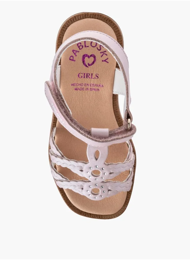 Pablosky Girls' Strappy Sandals with Hook and Loop Closure