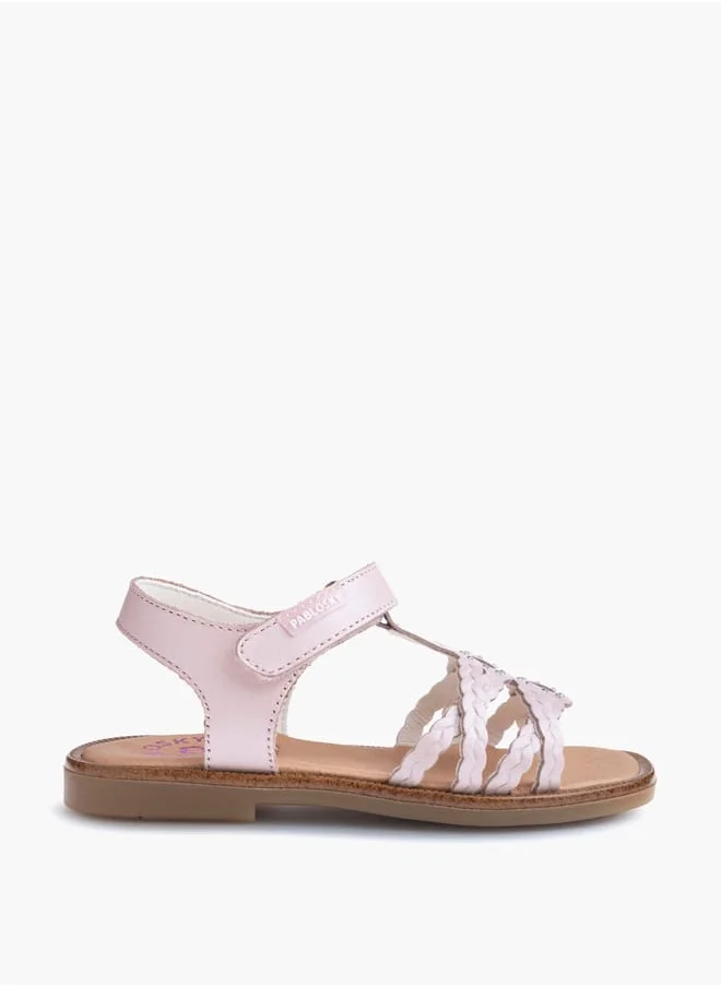 Pablosky Girls' Strappy Sandals with Hook and Loop Closure