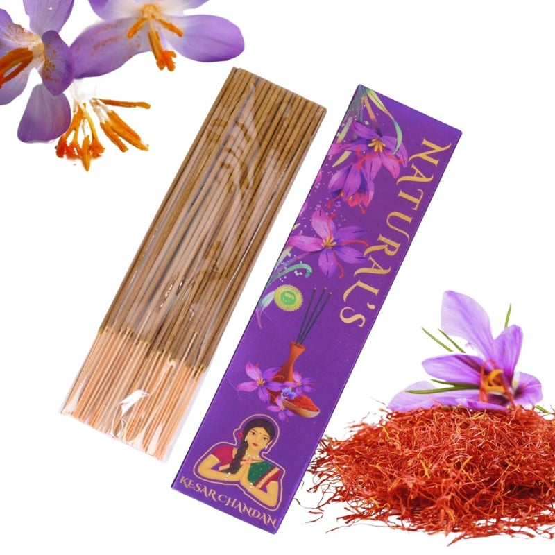 Modis Naturals Modis Naturals Kesar Chandan Agarbatti Combo 4x100 GM 0 Charcoal Organic Ingredients Infused with Natural Saffron Sandalwood for Puja Meditation Aromatherapy Calming Ambience  - Image 1