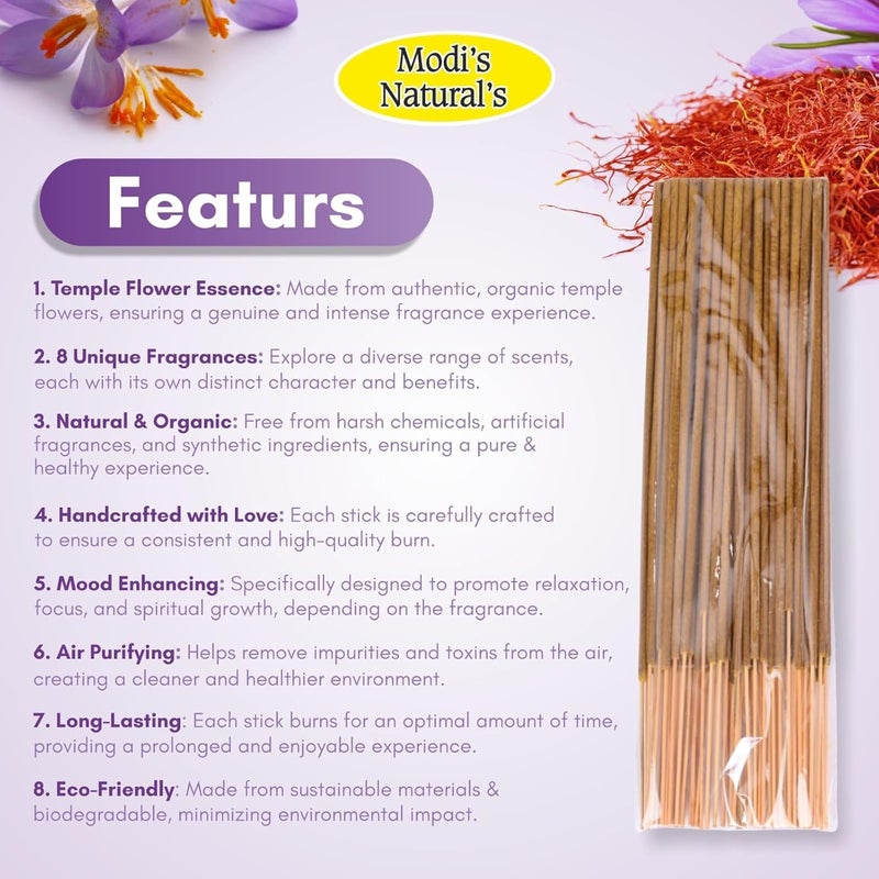 Modis Naturals Modis Naturals Kesar Chandan Agarbatti Combo 4x100 GM 0 Charcoal Organic Ingredients Infused with Natural Saffron Sandalwood for Puja Meditation Aromatherapy Calming Ambience  - Image 3
