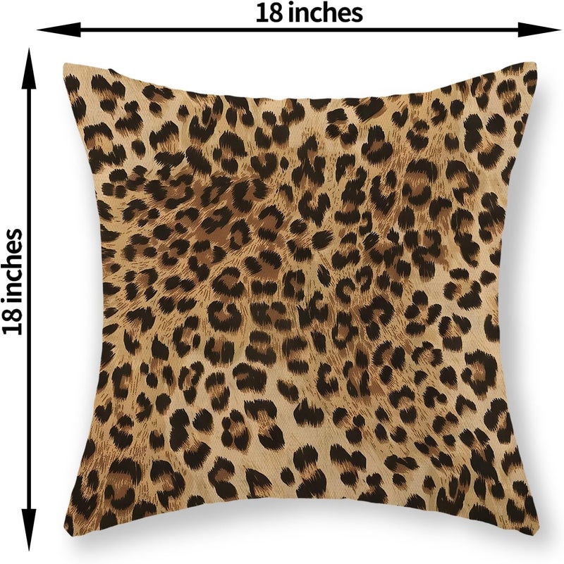 JEFERSO Brown Leopard Print Pillow Covers 18x18 Inch Set of 2 Animal Print Throw Pillows Skin Cheetah Print Decorative Pillow Cases Modern Decor Outdoor Farmhouse Cushion Case for Couch Sofa Room - Image 2
