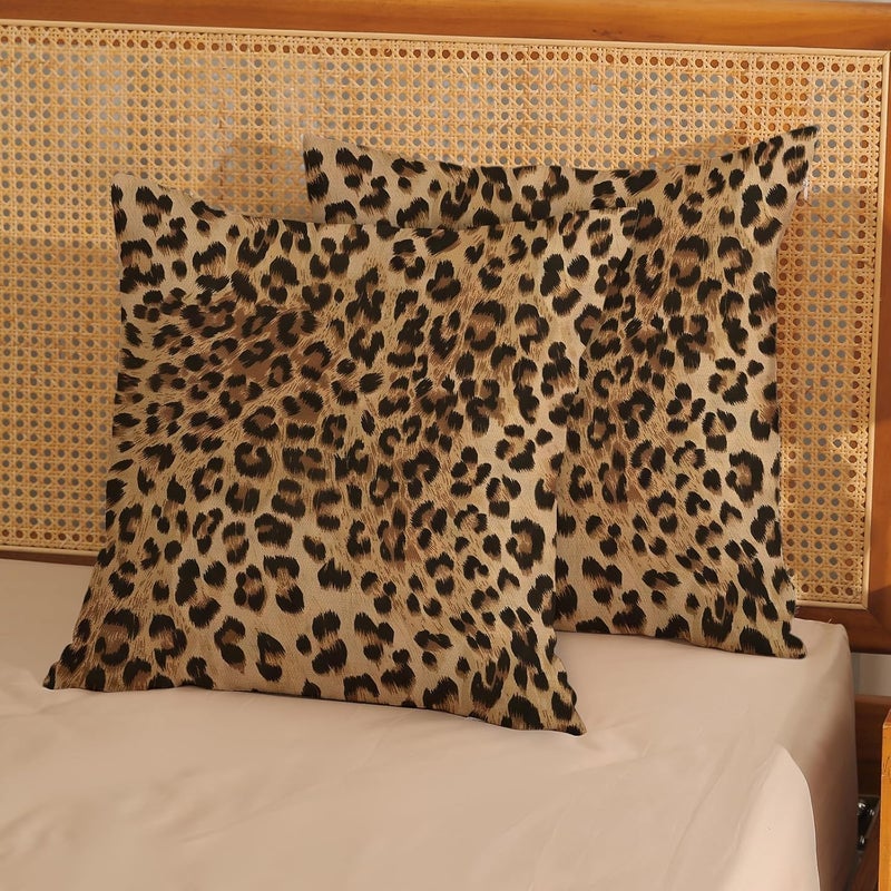 JEFERSO Brown Leopard Print Pillow Covers 18x18 Inch Set of 2 Animal Print Throw Pillows Skin Cheetah Print Decorative Pillow Cases Modern Decor Outdoor Farmhouse Cushion Case for Couch Sofa Room - Image 3