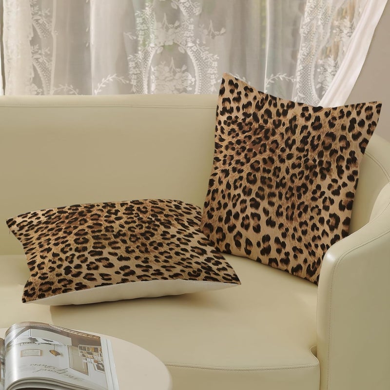JEFERSO Brown Leopard Print Pillow Covers 18x18 Inch Set of 2 Animal Print Throw Pillows Skin Cheetah Print Decorative Pillow Cases Modern Decor Outdoor Farmhouse Cushion Case for Couch Sofa Room - Image 5