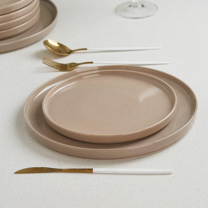 Famiware famiware Nebula 6 Pieces Salad Plates Set 8 inch Dessert Plates Scratch Resistant Stoneware Dinnerware Kitchen Modern Rustic Serving Dishes Cinnamon Brown  - Image 3