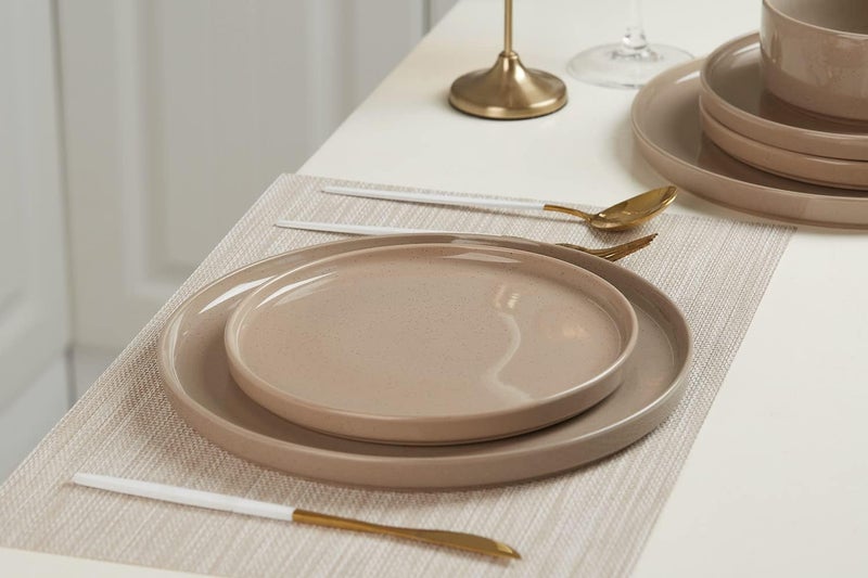 Famiware famiware Nebula 6 Pieces Salad Plates Set 8 inch Dessert Plates Scratch Resistant Stoneware Dinnerware Kitchen Modern Rustic Serving Dishes Cinnamon Brown  - Image 5