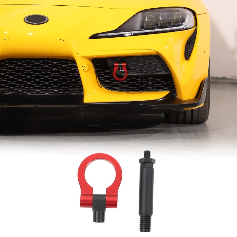 Daeiclru Car Front Bumper Tow Hook Compatible with Toyota Supra GR A90 A91 MK5 20192024 Racing Style Front Bumper Trailer Ring Front Bumper Screwon Tow Hook Trailer Hitch Accessories Red