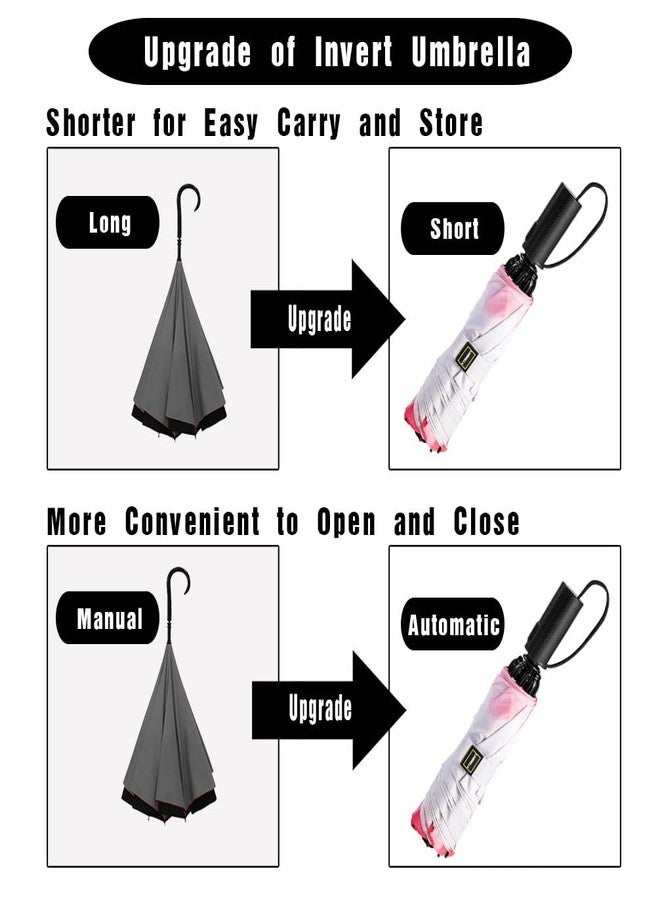 LANBRELLA Compact Reverse Folding Umbrella Auto Windproof Travel Umbrella, T2.7-Red Lotus, 46 INCH, Compact - Image 4