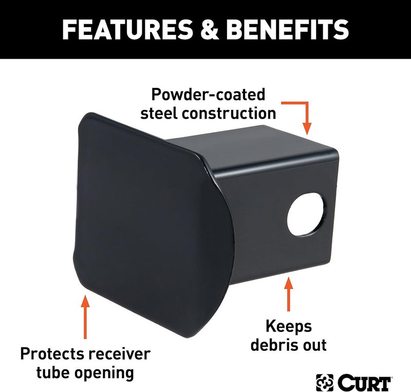 CURT Black Steel Trailer Hitch Cover for 2-Inch Receiver - Image 2