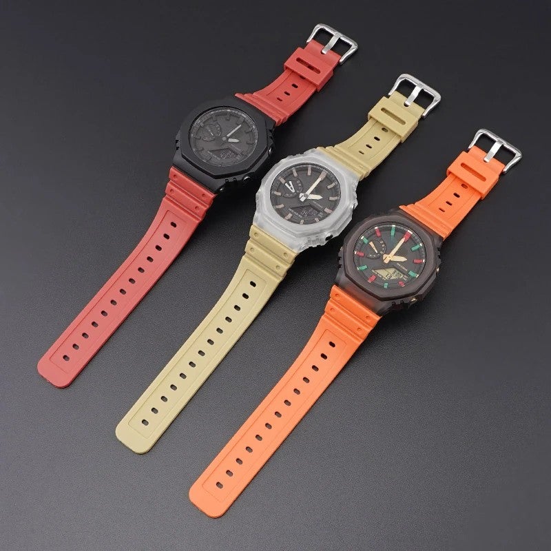 Bluejw Replacement Rubber Strap for Casio G-SHOCK GA-2100 DW-5600 – 16mm TPU Sport Watch Band with Stainless Steel Buckle - Image 4