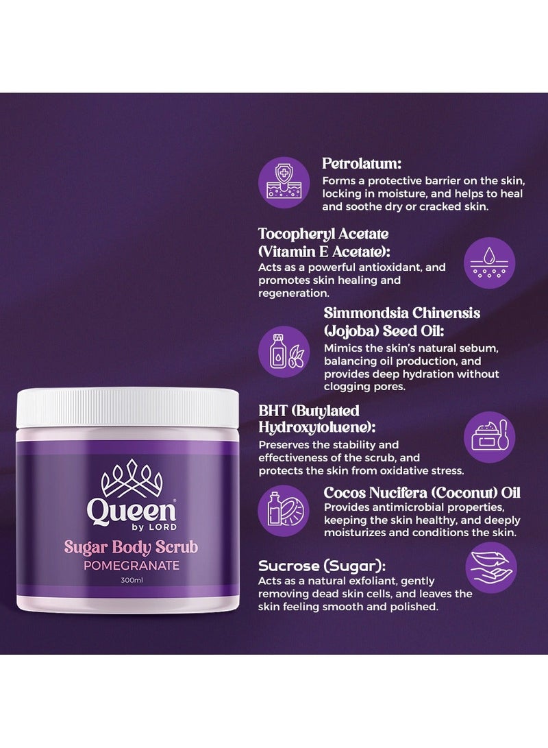 كوين باي لورد مقشر السكر للجسم برائحة الرمان من كوين باي لورد - 300 جم - Image 5