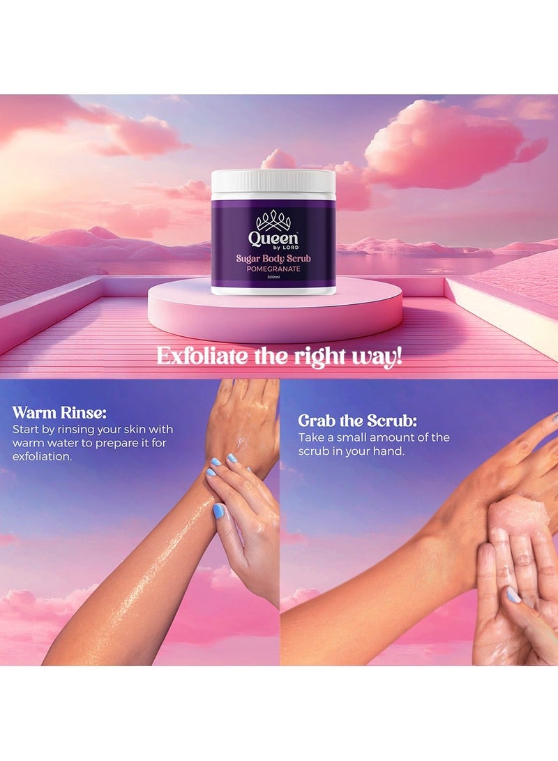 كوين باي لورد مقشر السكر للجسم برائحة الرمان من كوين باي لورد - 300 جم - Image 3