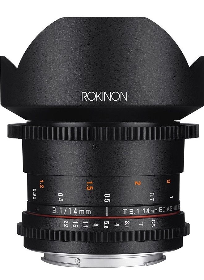 Rokinon Cine DS DS14M-C 14mm T3.1 ED AS IF UMC Full Frame Cine Wide Angle Lens for Canon EF  - Image 1