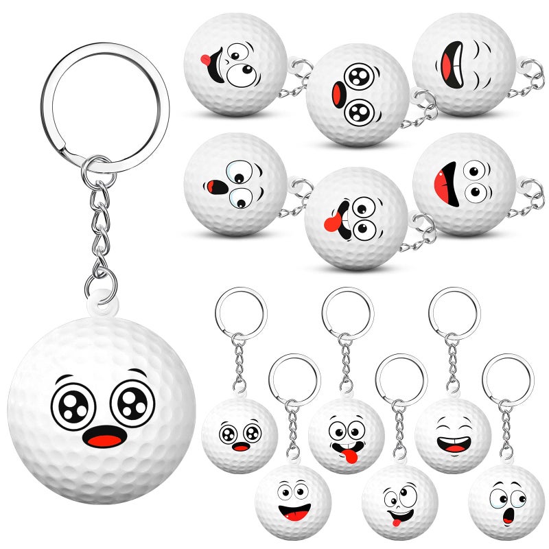 Arrowbash 12 Pcs Mini Funny Stress Balls Keychain Sport Face Keychain Stress Relief Squeeze Sport Balls team Gifts for Women Men Sport Team Players Party Favor Birthday Gift Golf - Image 3