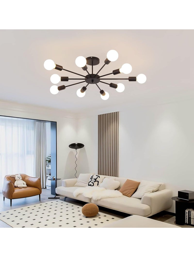 جيادي مصباح سقف ثريا أسود حديث LED لغرفة النوم وغرفة المعيشة مصباح جزيئي تركيبات إضاءة داخلية ، بدون لمبات - Image 2