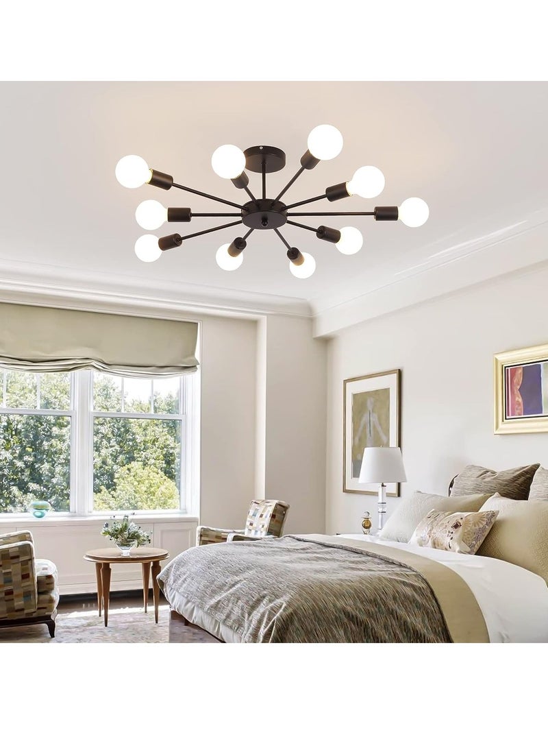 جيادي مصباح سقف ثريا أسود حديث LED لغرفة النوم وغرفة المعيشة مصباح جزيئي تركيبات إضاءة داخلية ، بدون لمبات - Image 4