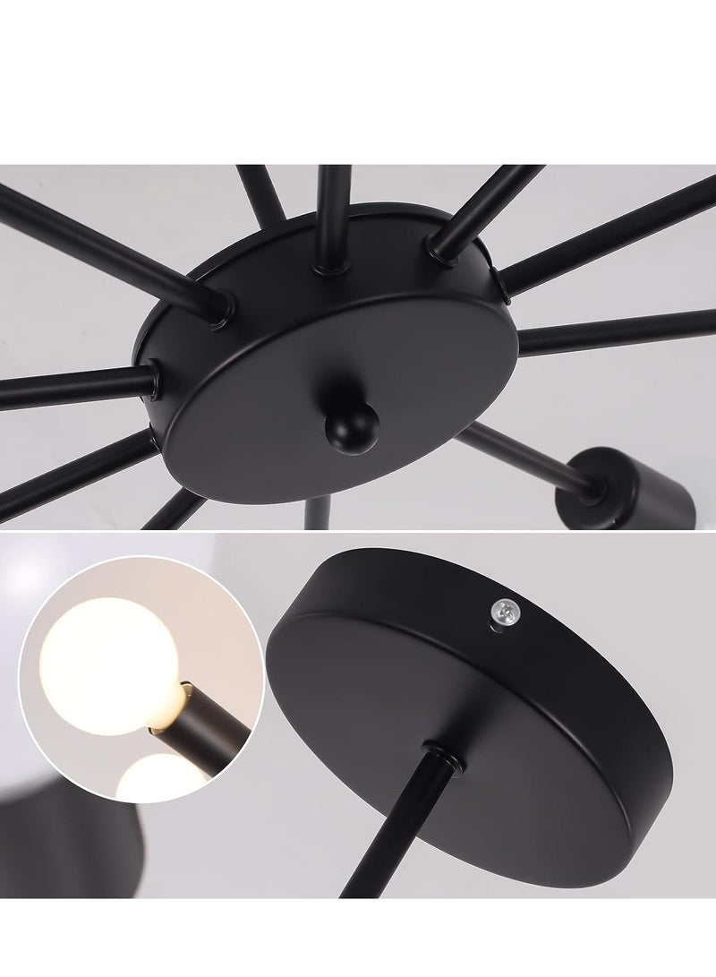 جيادي مصباح سقف ثريا أسود حديث LED لغرفة النوم وغرفة المعيشة مصباح جزيئي تركيبات إضاءة داخلية ، بدون لمبات - Image 5