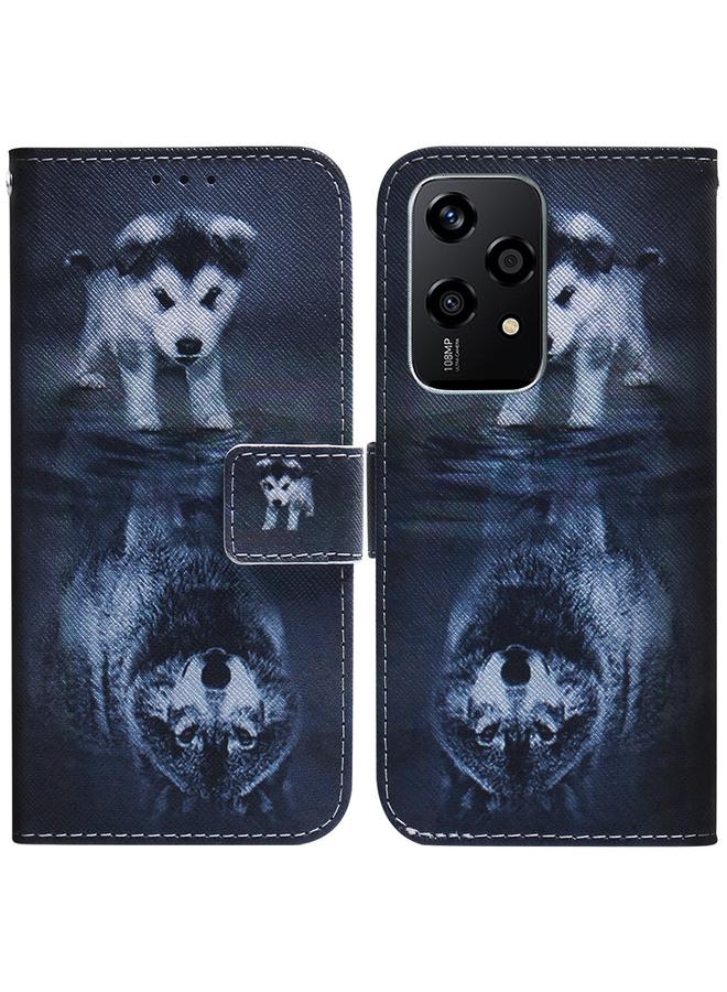 زبون جراب هاتف Honor 200 Lite Global برسومات ملونة من الجلد القابل للطي - Image 1