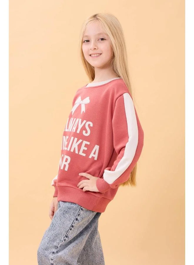 Perendi Girl's Printed Crew Neck Seasonal Sweatshirt – Kiremit