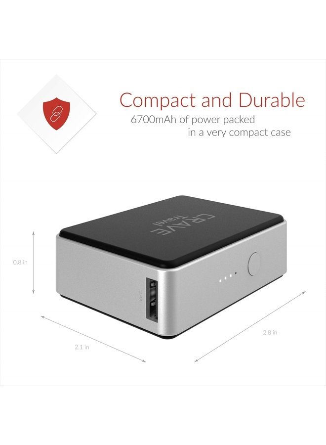CRAVE بنك طاقة محمول للسفر 6700 مللي أمبير [USB + Type C] شاحن بطارية خارجي لجهاز iPhone و iPad و Samsung والمزيد - Image 2