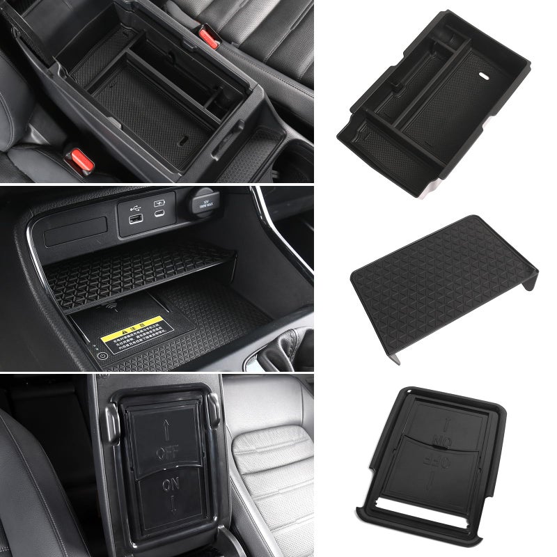 Bercicci 3PCS Center Console Organizer Compatible with Honda CRV 2026 2025 2024 2023 Accessories Hybrid Include HEV Armrest Hidden Storage Box Center Console Tray - Image 3