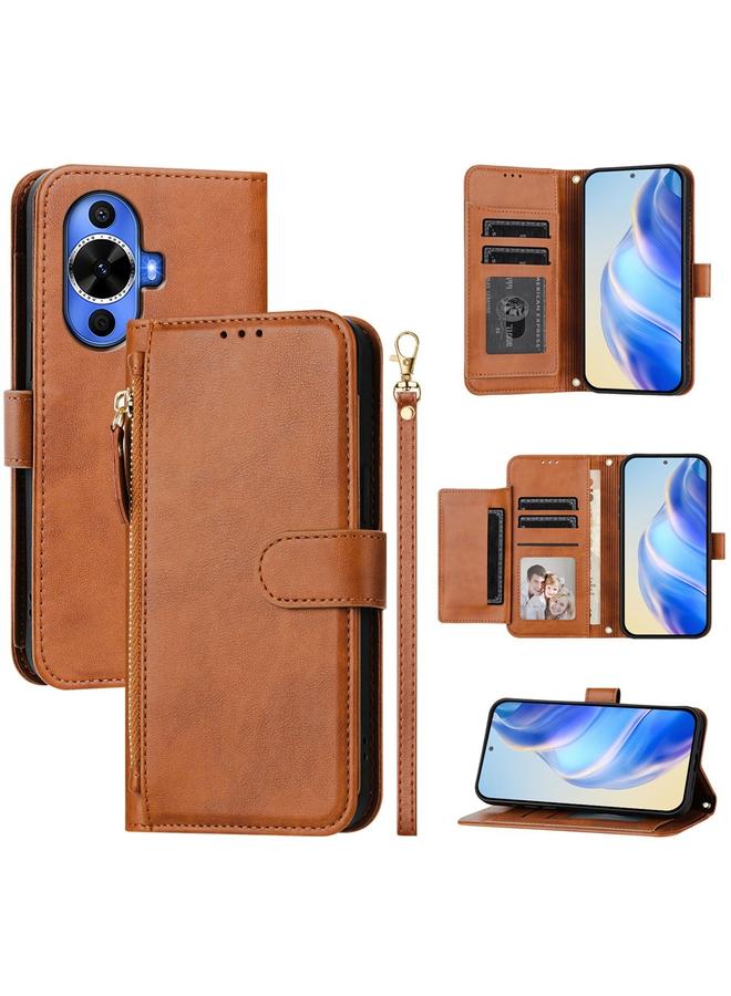 Green Tiger Case For Huawei nova 12s 4G Global Multi-Card Slots Zipper Wallet Leather Phone Case - Image 1