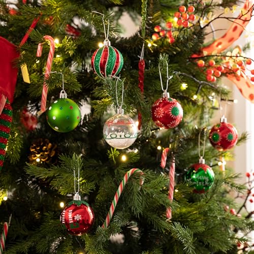 Valery Madelyn Christmas Tree Ornaments Set 16ct Elf Red Green White Shatterproof Christmas Tree Decorations Bulk 236 Inch Decorative Hanging Ball Ornaments for Xmas Trees Holiday Party Decor - Image 3