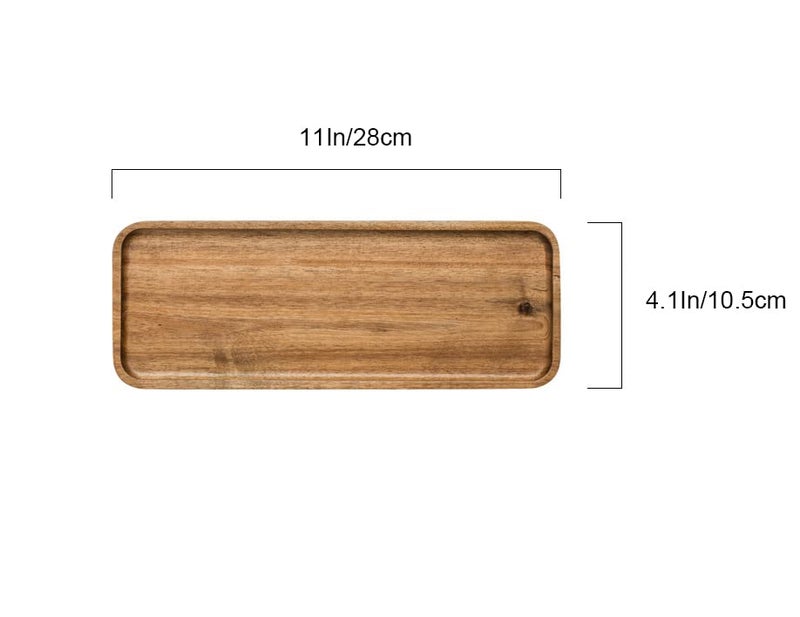 HomeImpel Wood Platter  100% Natural Wood  Durable  11 x 4.1 x 0.6 inches  Acacia  Serving Tray for Food  Dessert  Salad  Cookie  Fruit  Sushi - Image 2