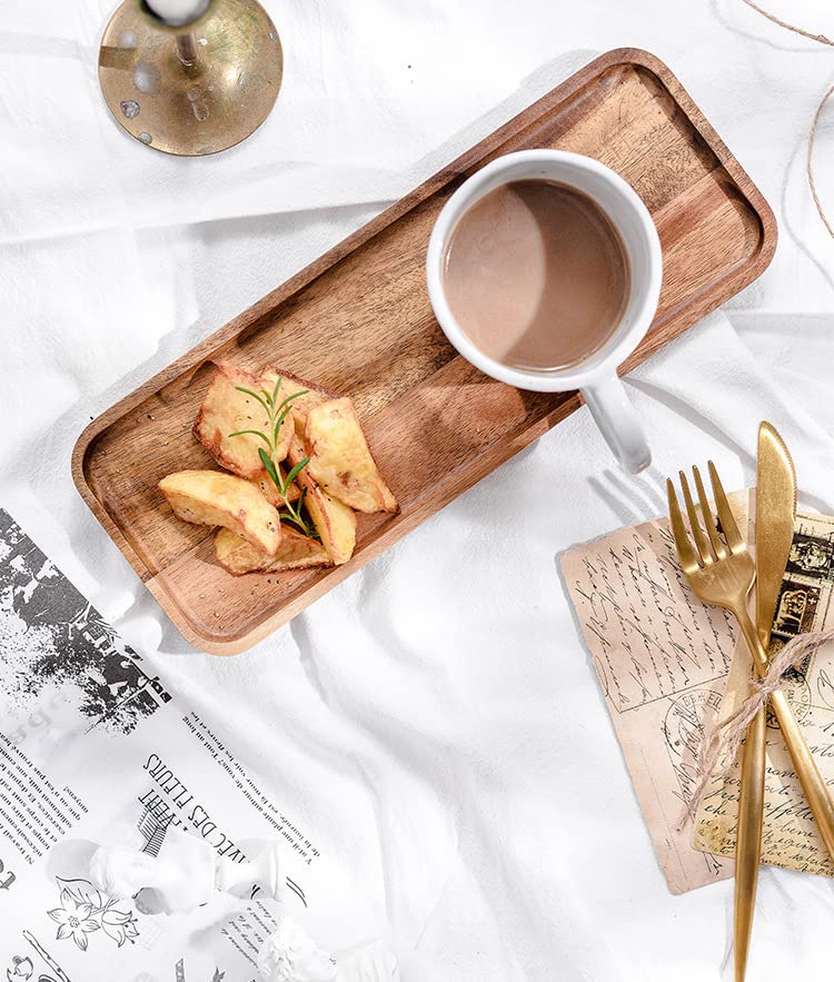 HomeImpel Wood Platter  100% Natural Wood  Durable  11 x 4.1 x 0.6 inches  Acacia  Serving Tray for Food  Dessert  Salad  Cookie  Fruit  Sushi - Image 4