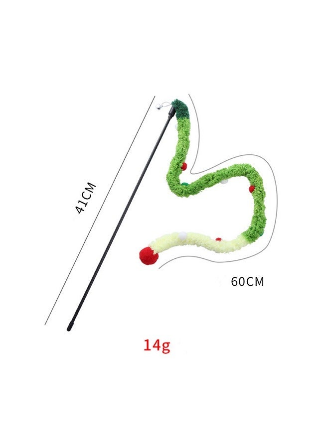 1 Piece Cat Toys Interactive Cat Wand Toys with Feather and Bell Safe Cat Teaser Catcher Stick Toy Colorful  for Cats Kittens Training Pets Exerciser - Image 1