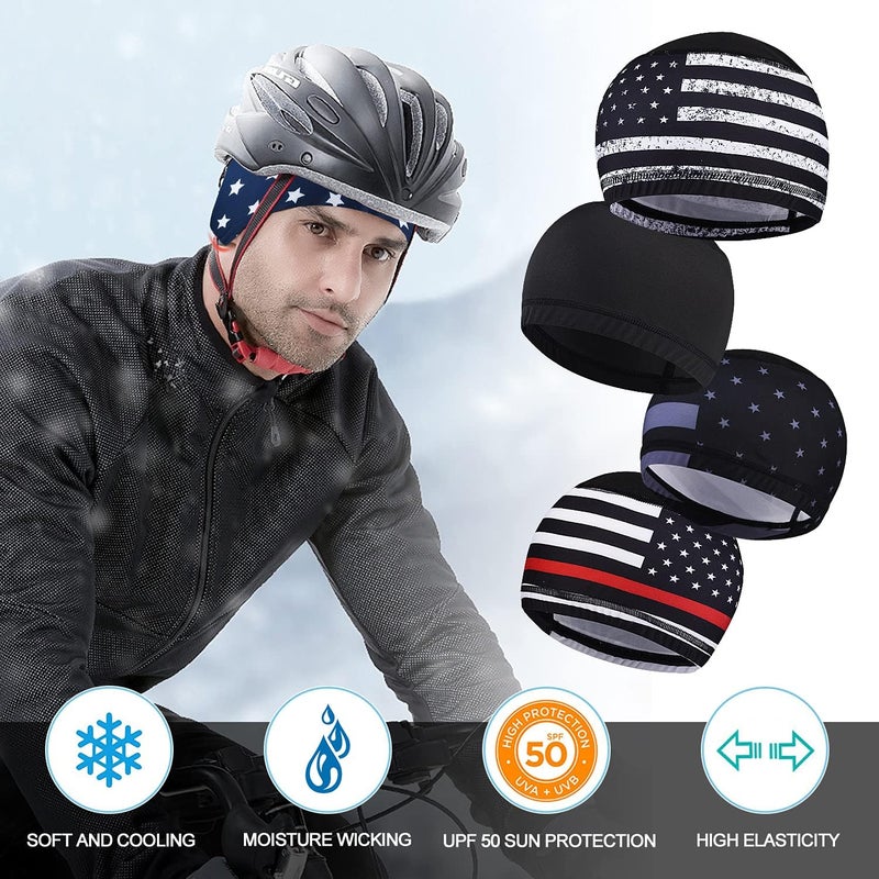 vidsel Skull Cap Helmet Liner Hard Hat Liner Running Beanie Head Wrap Bicycle Football Sweat Wicking Cycling Caps for Men Women - Image 5