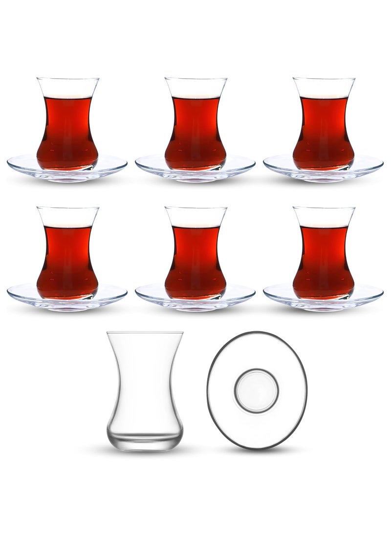 Generic - Turkish Tea Glasses and Saucers Set (12 Pieces) Arabic Persian Tea Cups (4oz/120ml) - Image 1