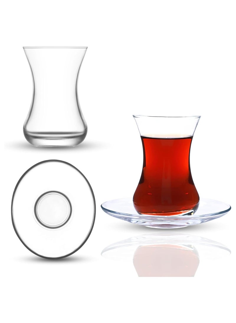 Generic - Turkish Tea Glasses and Saucers Set (12 Pieces) Arabic Persian Tea Cups (4oz/120ml) - Image 1