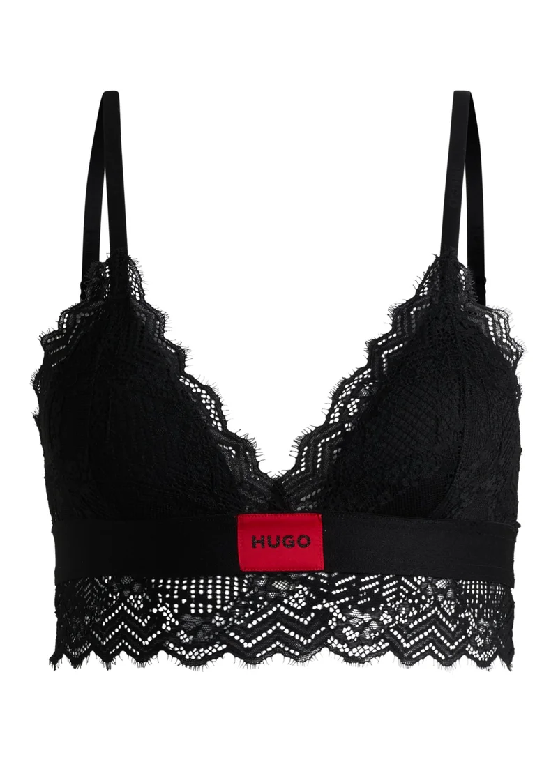 HUGO Padded triangle bra in geometric lace with logo label