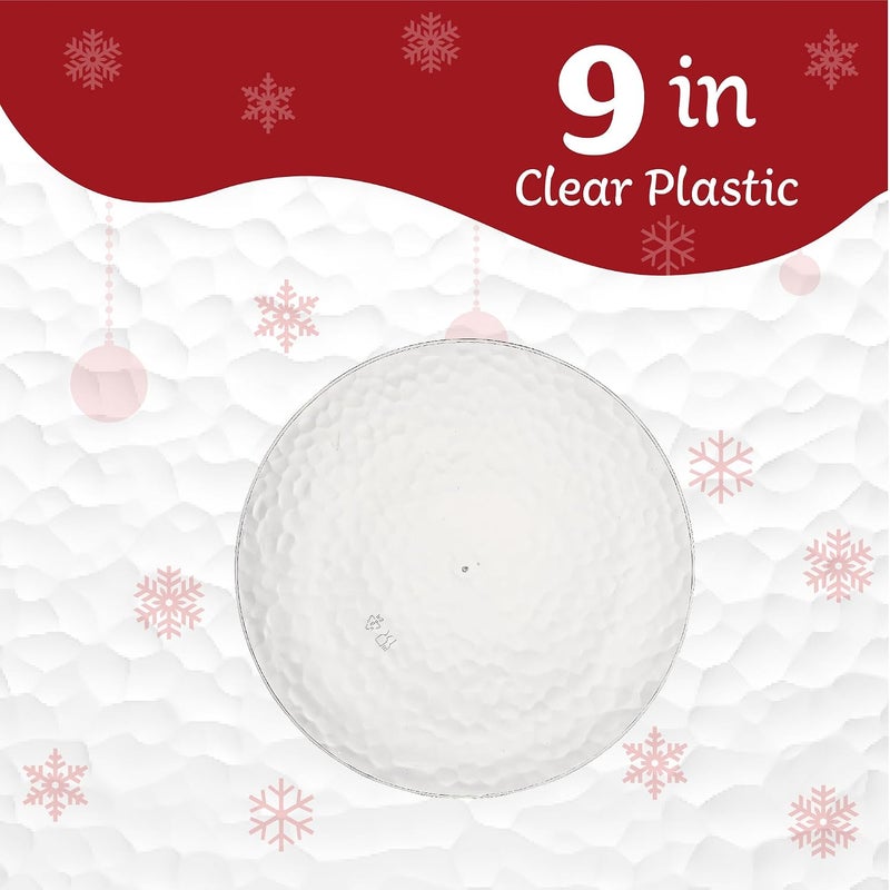 PLASTICPRO 30 Pack Heavyweight Disposable Plastic Plates - Elegant Clear Hammered Platsic Party Dishes (9'' INCH PLATES) - Image 5