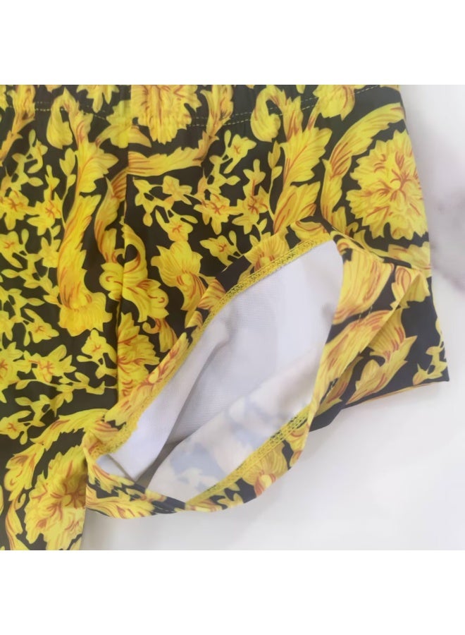 Kids Swimwear Girl yellow flower Cute Little Princess Swimsuit Baby one piece set children Swimwear - Image 3