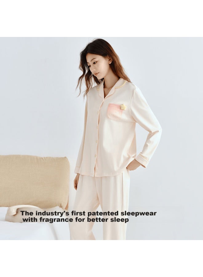 Goso Guan Xiaotong Couple Style Women's Long Sleeve Long Pants Thin Cardigan Solid Color Cotton Casual Homewear Set - Image 4